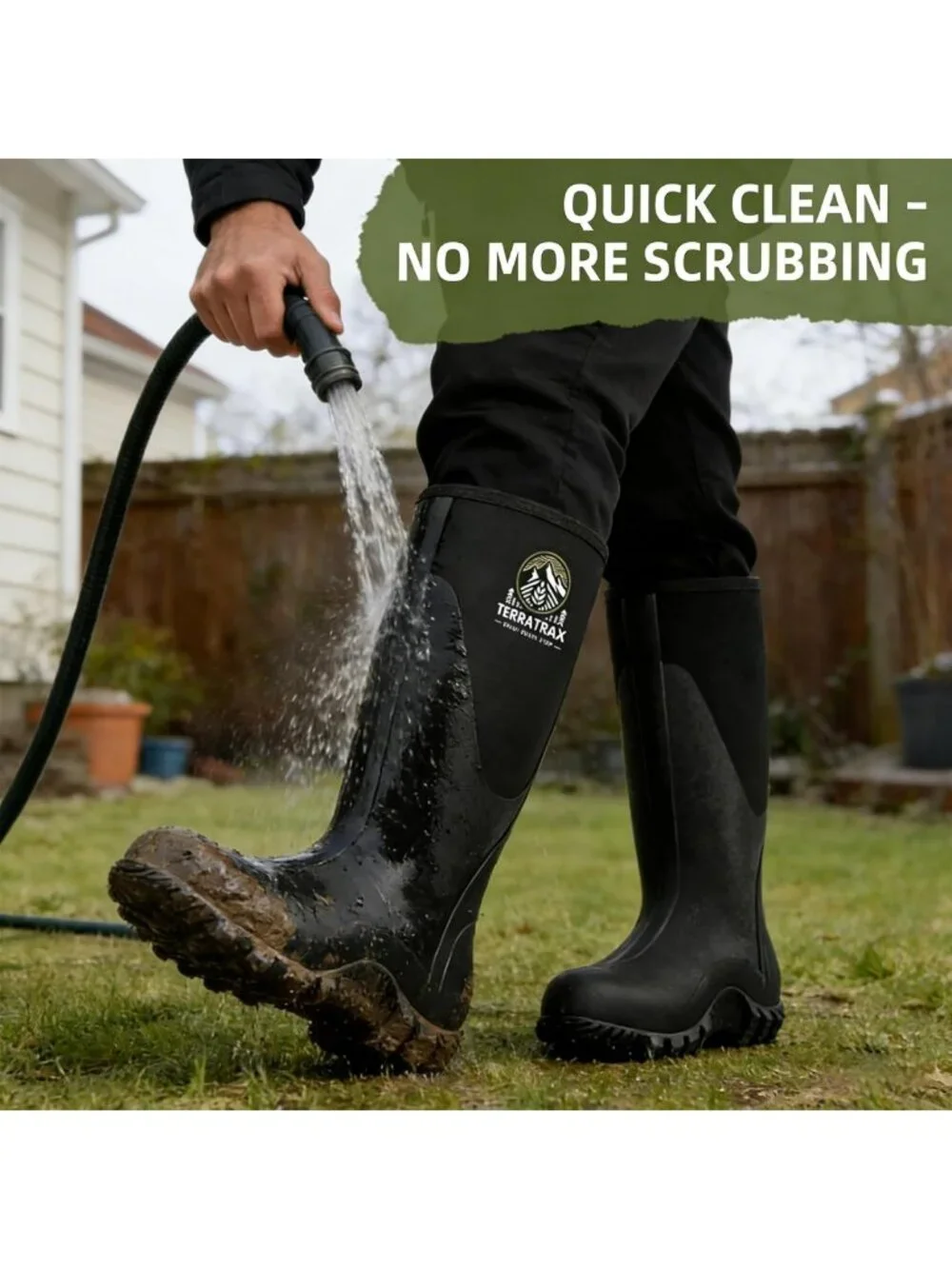 Men's Insulated Waterproof Mid-Calf Muck Boots - Anti-Slip Rubber Rain & Mud